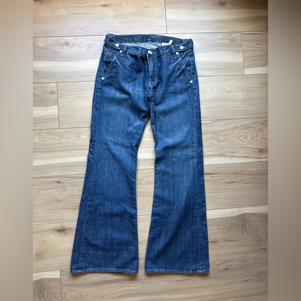BCBGMaxAzria Dark Blue Wide Leg Low Rise Denim Jeans